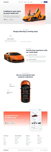 Full-page screenshot of the RentifyHub website